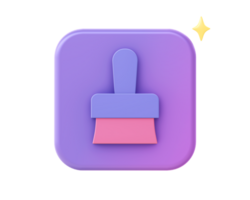 3d render of purple paint brush icon for UI UX web mobile apps social media ads design png