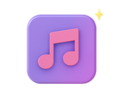 3d render of purple music note icon for UI UX web mobile apps social media ads design png