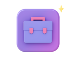 3d render of purple office bag icon for UI UX web mobile apps social media ads design png