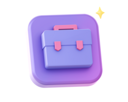 3d render of purple office bag side icon for UI UX web mobile apps social media ads design png
