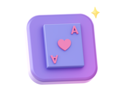 3d rendre de violet poker cartes côté icône pour ui ux la toile mobile applications social médias les publicités conception png