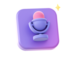 3d render of purple recording microphone side icon for UI UX web mobile apps social media ads design png