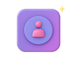 3d render of purple people and person icon for UI UX web mobile apps social media ads design png