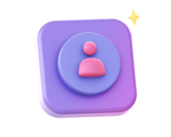 3d render of purple people and person side icon for UI UX web mobile apps social media ads design png