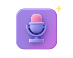 3d render of purple recording microphone icon for UI UX web mobile apps social media ads design png