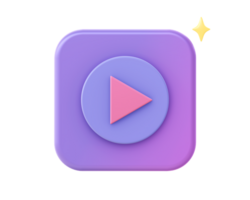 3d render of purple video streaming icon for UI UX web mobile apps social media ads design png