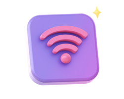 3d render of purple wifi internet connection side icon for UI UX web mobile apps social media ads design png