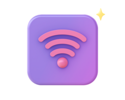 3d render of purple wifi internet connection icon for UI UX web mobile apps social media ads design png