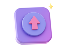 3d render of purple up arrow side icon for UI UX web mobile apps social media ads design png