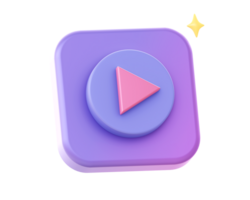 3d render of purple video streaming side icon for UI UX web mobile apps social media ads design png