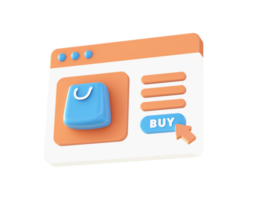 3d orange shopping and buying design icon for UI UX web mobile apps social media ads design png