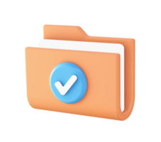 3d orange folder checklist icon for UI UX web mobile apps social media ads design png