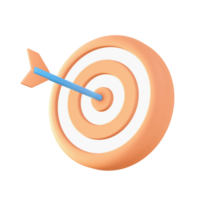 3d orange Arrow hits target icon for UI UX web mobile apps social media ads design png