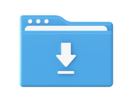 3d Folder download icon for UI UX web mobile apps social media ads design png