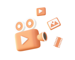 3d multimedia contenido película vídeo y foto icono para ui ux web móvil aplicaciones social medios de comunicación anuncios diseño png