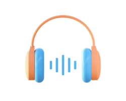 3d Online music with headphone icon for UI UX web mobile apps social media ads design png