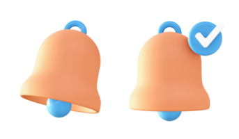 3d Orange bell notification icon for UI UX web mobile apps social media ads design png