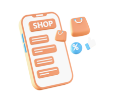 3d orange online shopping using smartphone icon for UI UX web mobile apps social media ads design png