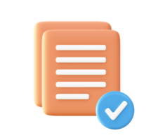 3d Orange Document File icon for UI UX web mobile apps social media ads design png