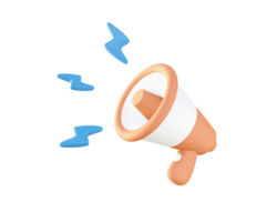 3d Orange Loudspeaker with flash icon for UI UX web mobile apps social media ads design png