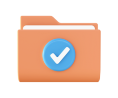 3d Orange folder checklist icon for UI UX web mobile apps social media ads design png