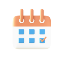 3d orange calendar date and time icon for UI UX web mobile apps social media ads design png