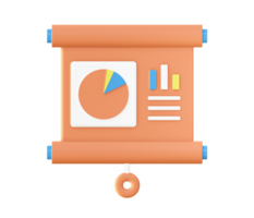 3d orange infographic presentation med statistisk Diagram ikon för ui ux webb mobil appar social media annonser design png