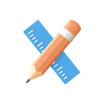 3d Pencil and Ruler icon for UI UX web mobile apps social media ads design png