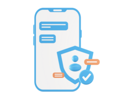 3d Smartphone and security system protection shield icon for UI UX web mobile apps social media ads design png