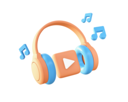 3d Streaming music with headphone icon for UI UX web mobile apps social media ads design png