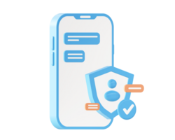3d Smartphone and security system shield icon for UI UX web mobile apps social media ads design png