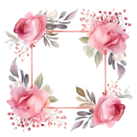 Romantic wedding watercolor frame png