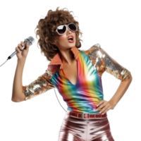 Model girl with microphone isolated png