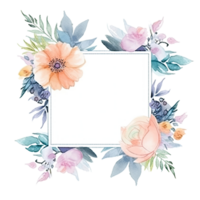 Romantic wedding watercolor frame png