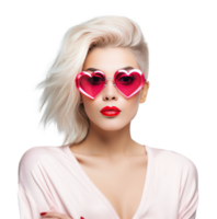 Fashion girl in pink glasses png