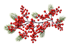 Pine branch with berries isolated png