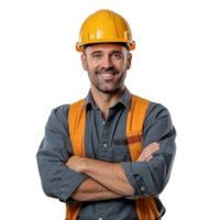 Attractive man in construction helmet png