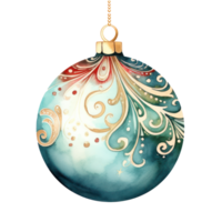 Watercolor Christmas ball isolated png