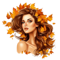 autunno ragazza con caduta le foglie png