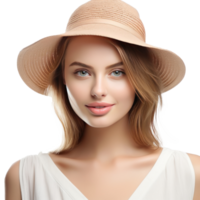 Beautiful girl with summer cap png