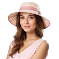 hermosa niña con verano gorra png