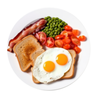 English breakfast with eggs, bacon and beans png