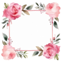 Romantic wedding watercolor frame png