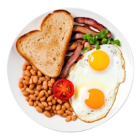 English breakfast with eggs, bacon and beans png