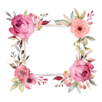 Romantic wedding watercolor frame png