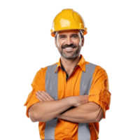 atraente homem dentro construção capacete png