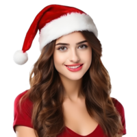 magnifique fille dans Père Noël casquette png