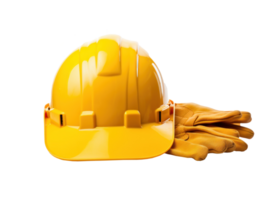 A yellow hardhat and glove isolated png