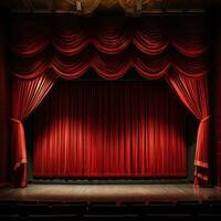 Red theatre curtains photo