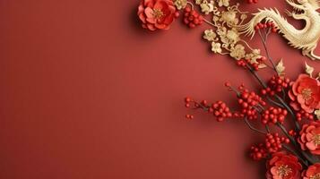 Chinese holiday background with flowers photo